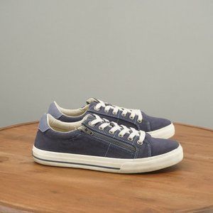 Taos Womens Z-Soul Lace Up Sneakers Size 8 Blue Canvas Casual Zip Side